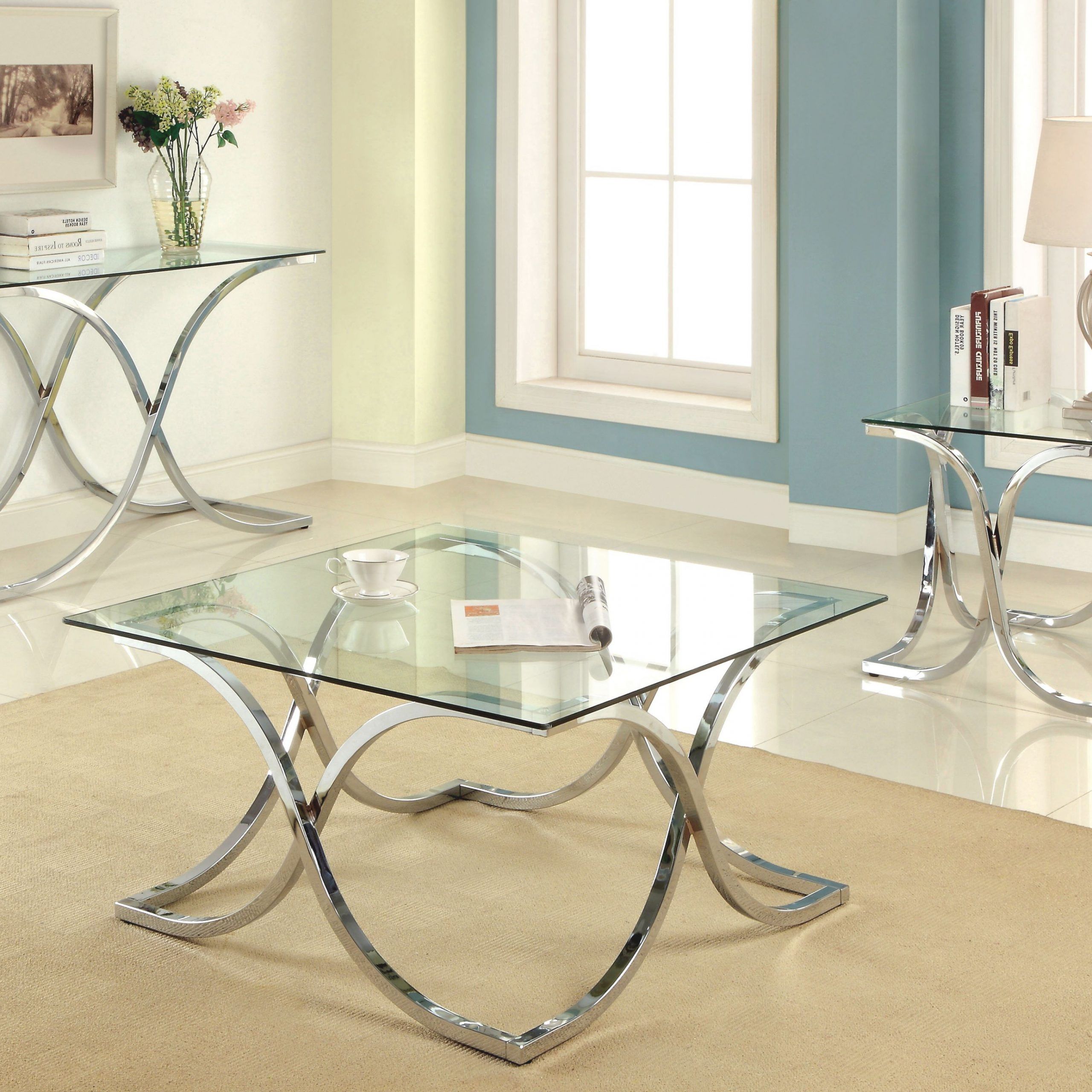 3 Piece Coffee Tables Inside Trendy Elegant 3 Piece Glass Coffee Table Set – Awesome Decors (View 3 of 20)
