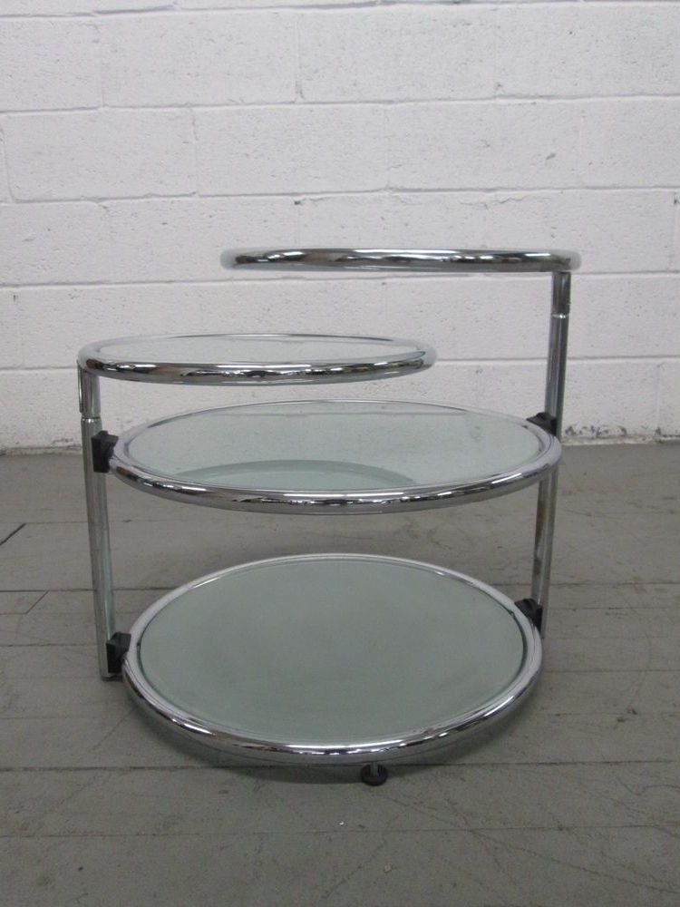 3 Tier Round Glass Chrome Occasional Coffee End Table With Regard To Most Up To Date 3 Tier Coffee Tables (View 10 of 20)