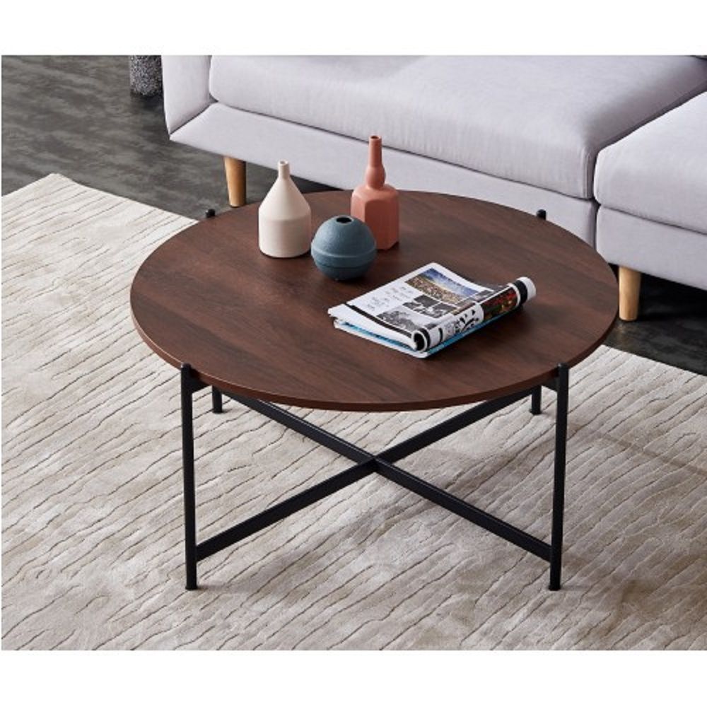 32" Modern Nesting Coffee Table Round Modern Living Room Throughout Widely Used Black Coffee Tables (View 12 of 20)