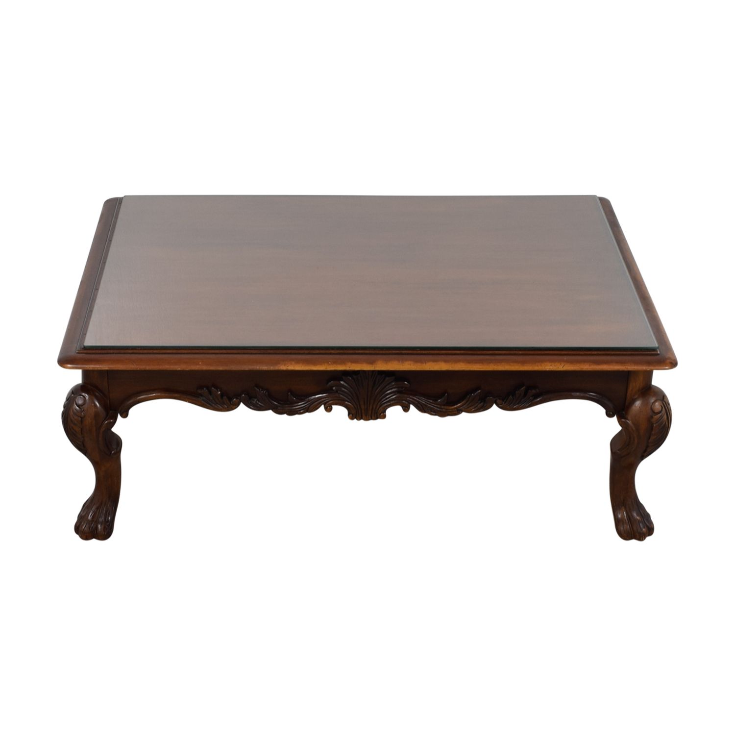 [%75% Off – Rectangular Carved Wood Coffee Table With Glass Throughout 2018 Rectangular Glass Top Coffee Tables|rectangular Glass Top Coffee Tables Throughout Well Known 75% Off – Rectangular Carved Wood Coffee Table With Glass|most Current Rectangular Glass Top Coffee Tables Regarding 75% Off – Rectangular Carved Wood Coffee Table With Glass|best And Newest 75% Off – Rectangular Carved Wood Coffee Table With Glass In Rectangular Glass Top Coffee Tables%] (View 4 of 20)