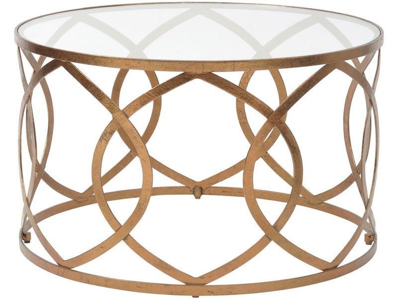A Modern Round Glass Side Table Featuring An Ordnate Intended For Preferred Leaf Round Coffee Tables (View 1 of 20)