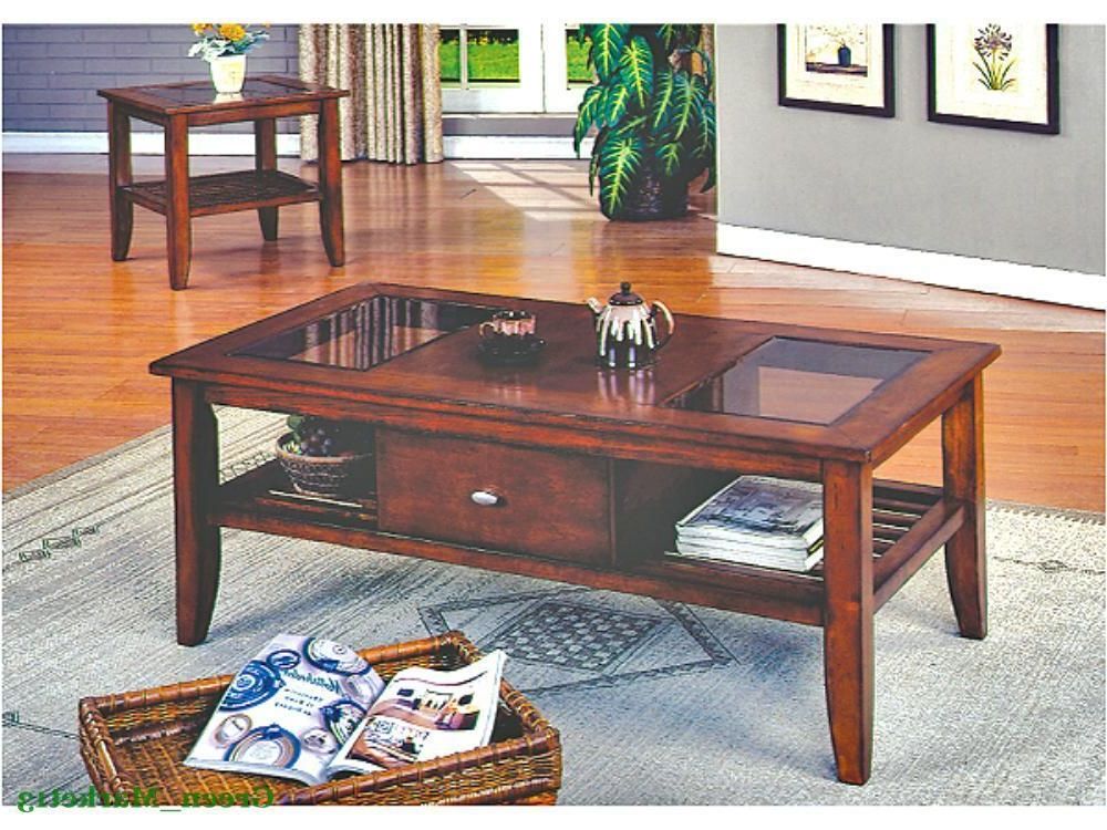Aasi  Brown Cherry Wood Finish 3 Piece Pack Coffee& End With Regard To Current Heartwood Cherry Wood Coffee Tables (View 5 of 20)