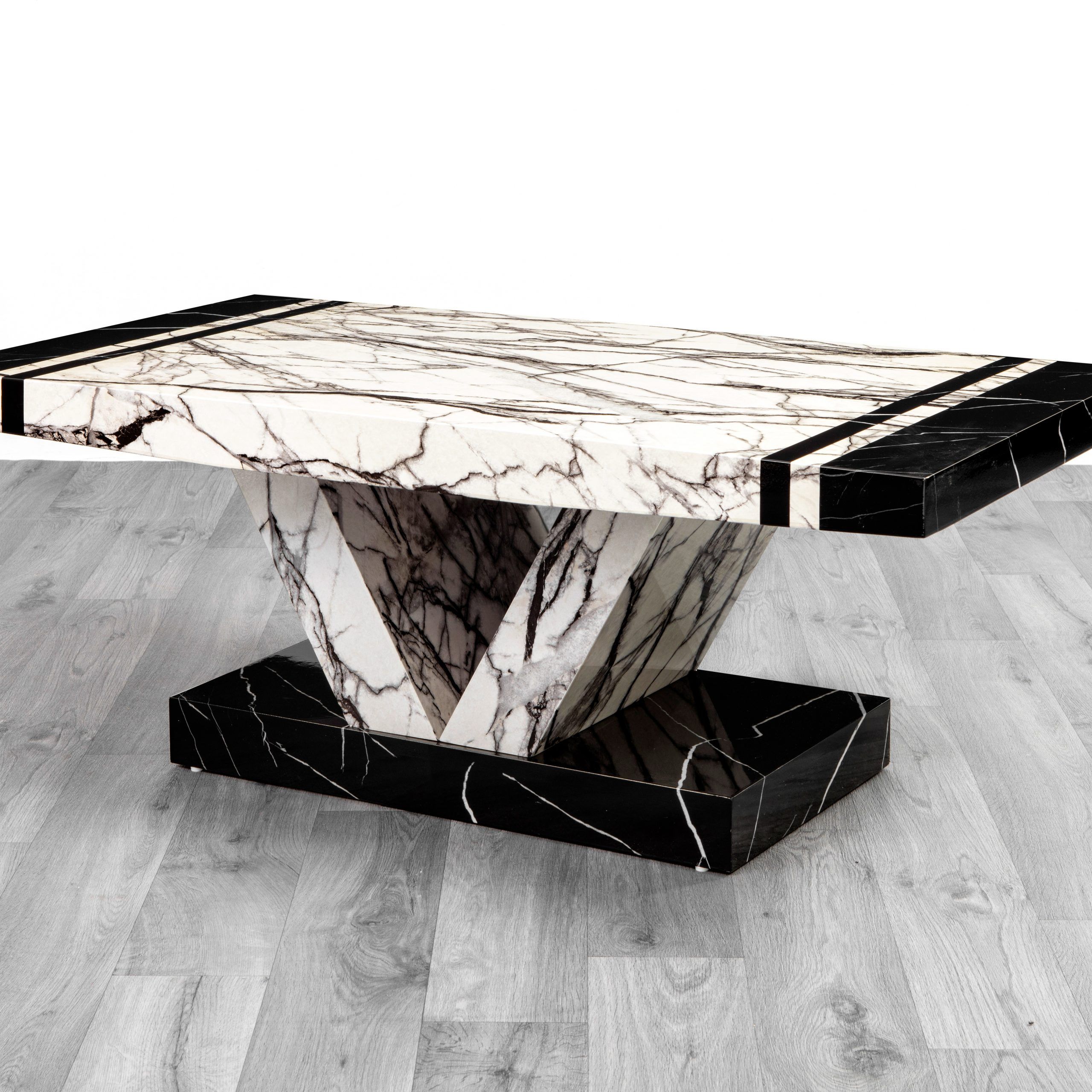 Aberdeen Marble Look Finish Coffee Table Black & White Throughout Most Recent Black And White Coffee Tables (View 9 of 20)