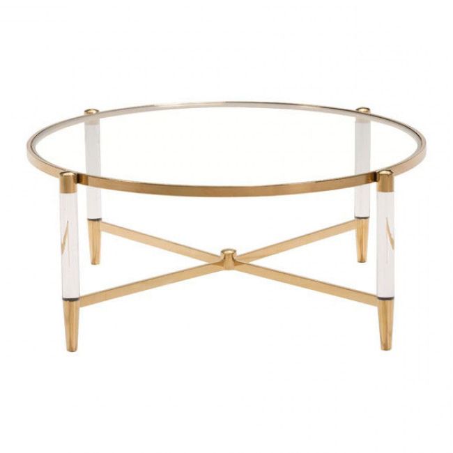 Acrylic Coffee Tables With Most Popular Clear Acrylic Gold Round Coffee Table (View 19 of 20)