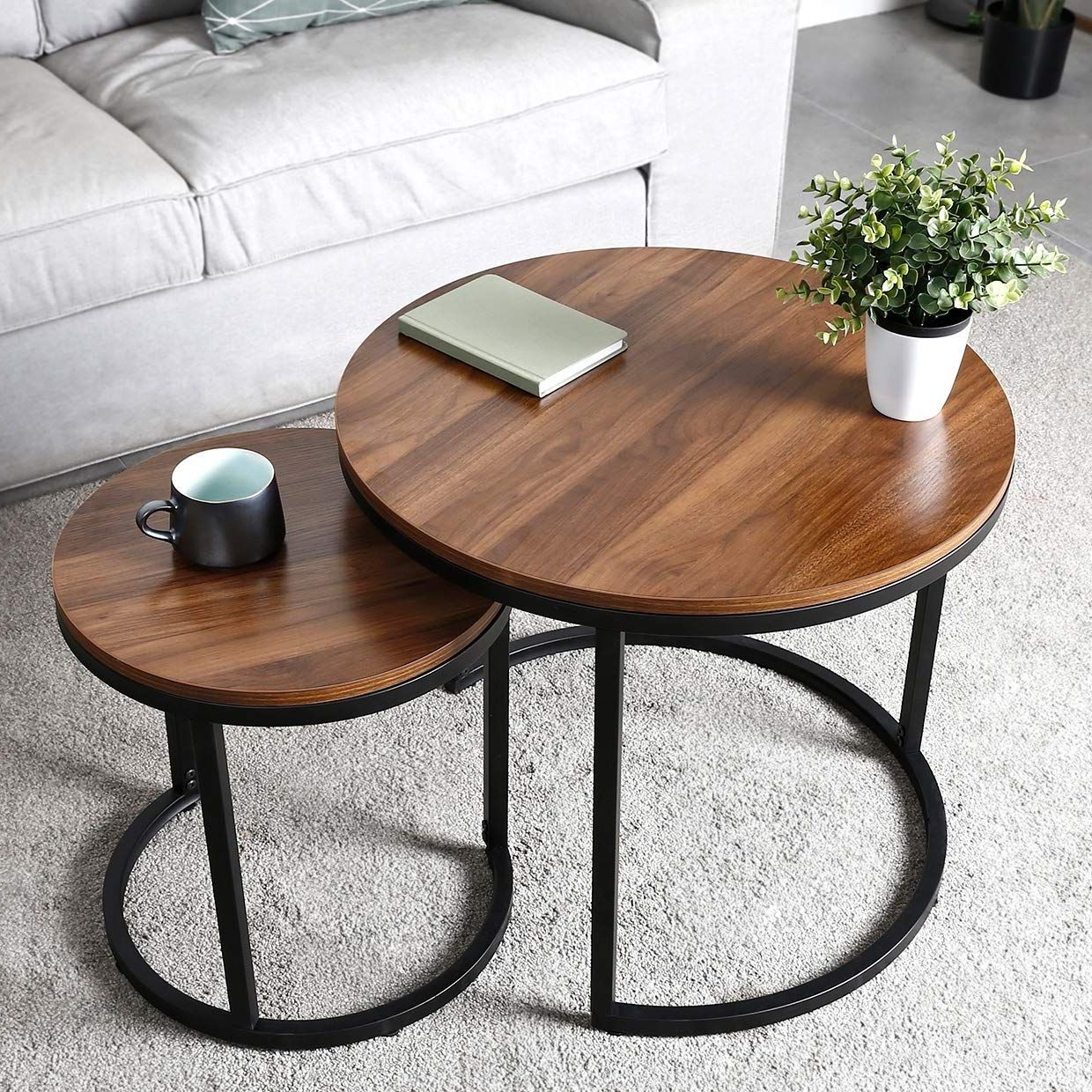 Amazonsmile: Amzdeal Coffee Table For Living Room, Set Of With Regard To Newest 2 Piece Round Coffee Tables Set (View 13 of 20)