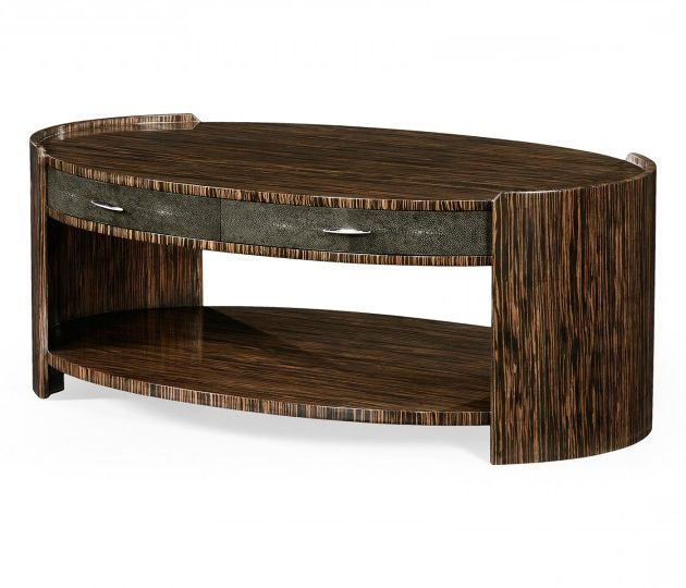 Anthracite Faux Shagreen & Macassar Ebony Oval Coffee Table Intended For Most Popular Faux Shagreen Coffee Tables (View 14 of 20)