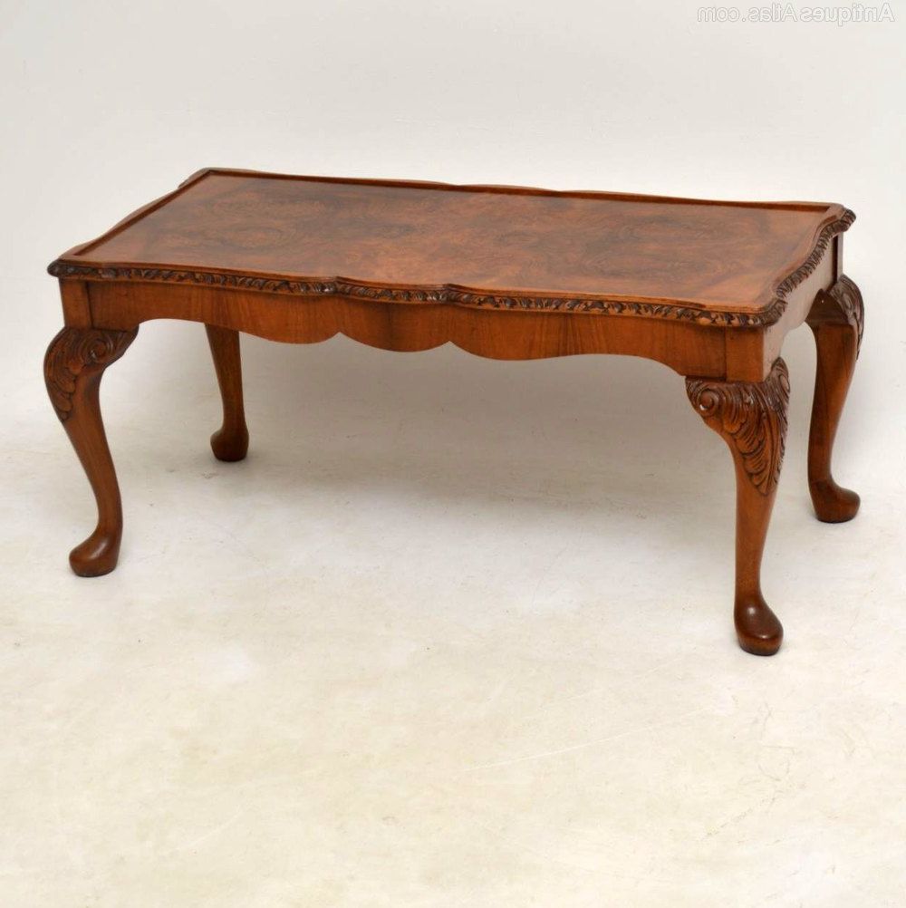 Antique Burr Walnut Coffee Table – Antiques Atlas With Fashionable Antique Blue Wood And Gold Coffee Tables (View 11 of 20)