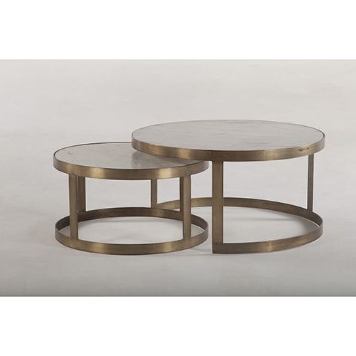 Antique Gold Nesting Coffee Tables Intended For Newest World Interiors Set Of Two White Marble And Antique Gold (View 11 of 20)