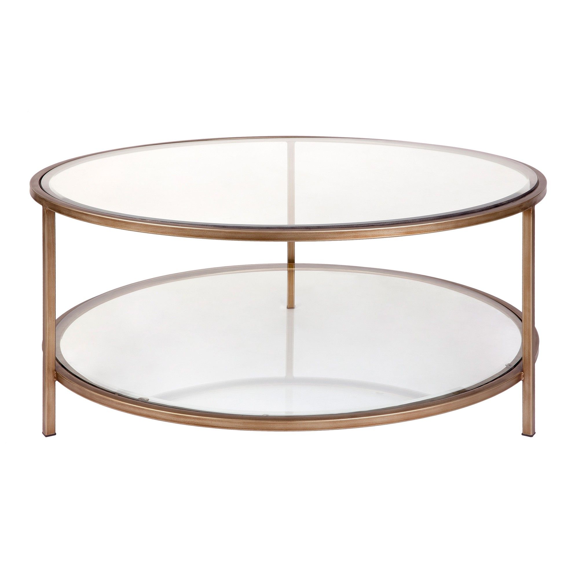 Antique Gold Nesting Coffee Tables Within Trendy Cocktail Glass Top Iron Round Coffee Table, 100cm, Antique (View 9 of 20)
