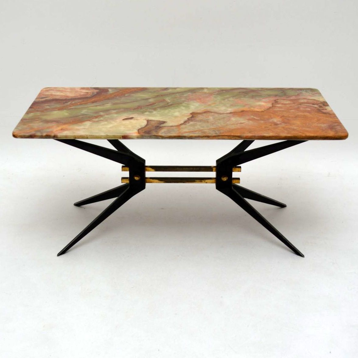 Antique Silver Aluminum Coffee Tables In Widely Used Retro Italian Onyx & Steel Coffee Table Vintage 1950's (View 9 of 20)