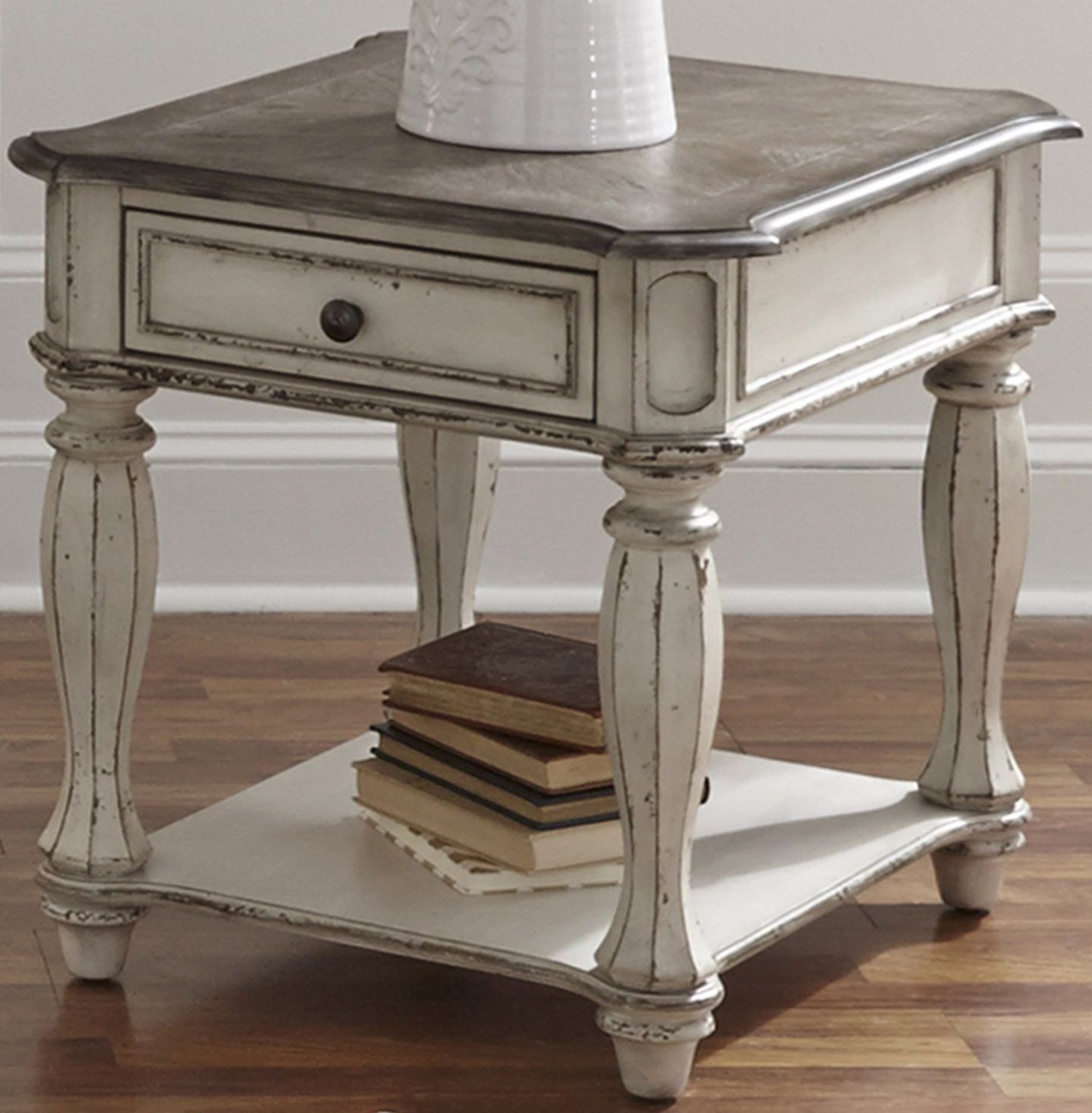 Antique White Black Coffee Tables Within Fashionable Magnolia Manor Antique White End Table From Liberty (View 5 of 20)