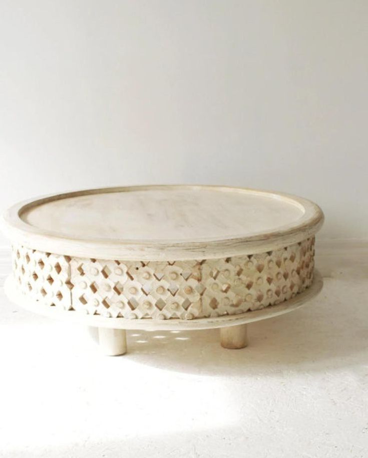 Antique White Wash Round Coffee Table (View 18 of 20)