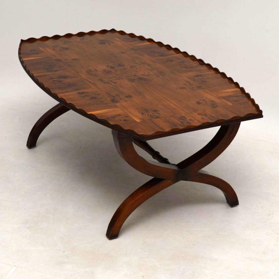 Antique Yew Wood & Oyster Veneer Coffee Table (View 4 of 20)