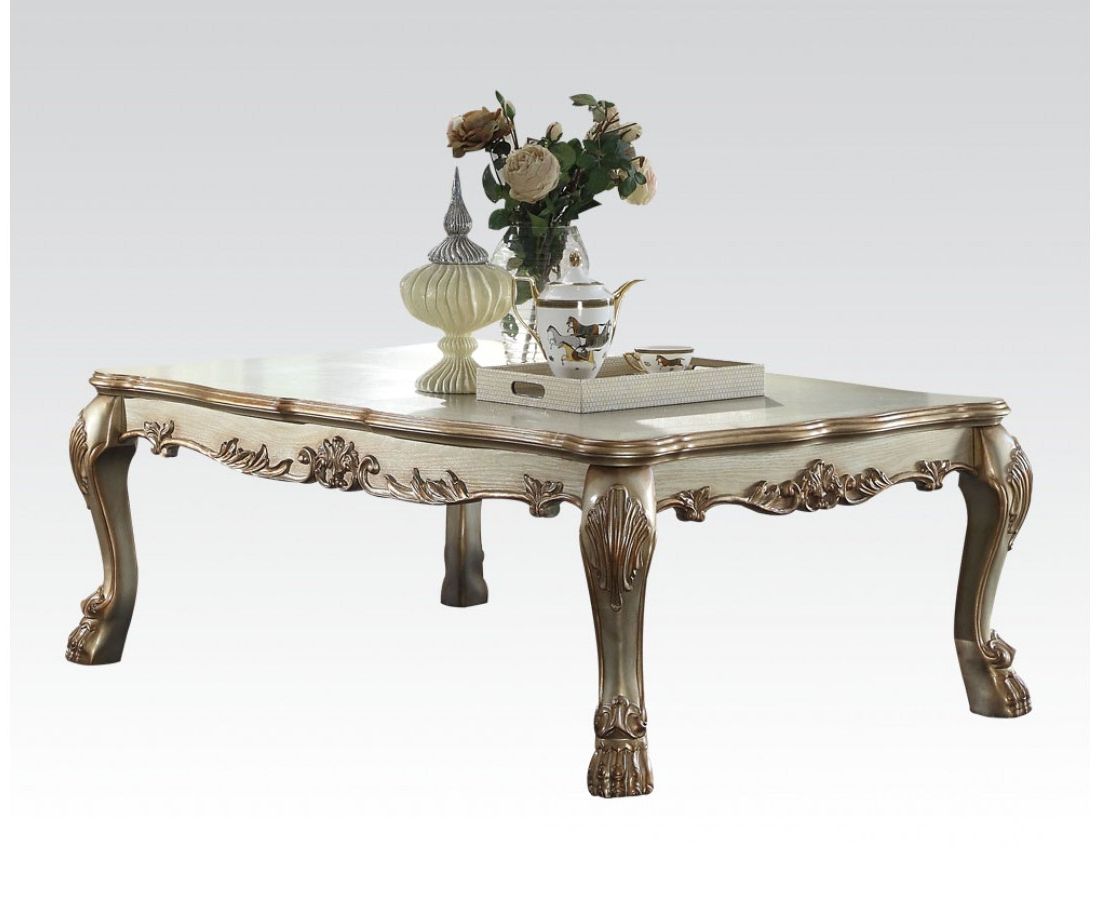 Antiqued Gold Rectangular Coffee Tables With Regard To Most Current Dresden Traditional Wood Top Ornate Coffee Table In (View 14 of 20)