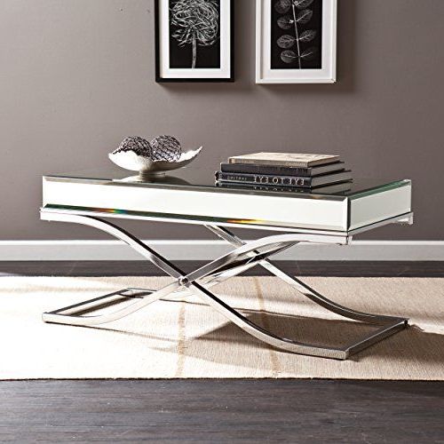 Ava Mirrored Cocktail Table – Chrome Southern Enterprises In Trendy Mirrored And Silver Cocktail Tables (View 18 of 20)