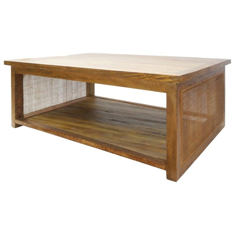 Balonne Mango Wood & Rattan Coffee Table, 120cm, Natural Inside Most Up To Date Natural Mango Wood Coffee Tables (View 2 of 20)