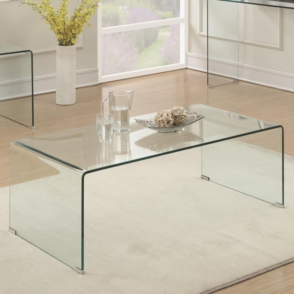 Benzara Contemporary Style Minimal Clear Glass Coffee Intended For Current Glass And Pewter Coffee Tables (View 17 of 20)