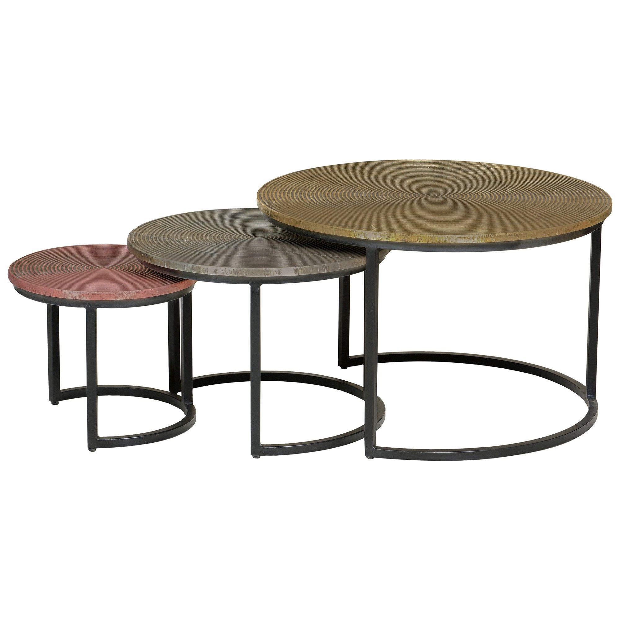 Bernon 3 Piece Metal Round Nesting Coffee Table Set Inside Most Up To Date 2 Piece Round Coffee Tables Set (View 10 of 20)