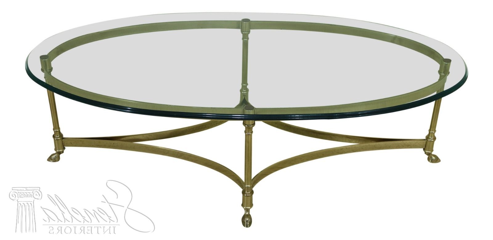 Best And Newest 32017ec: Labarge Oval Brass & Glass Regency Coffee Table Inside Glass And Gold Oval Coffee Tables (View 3 of 20)