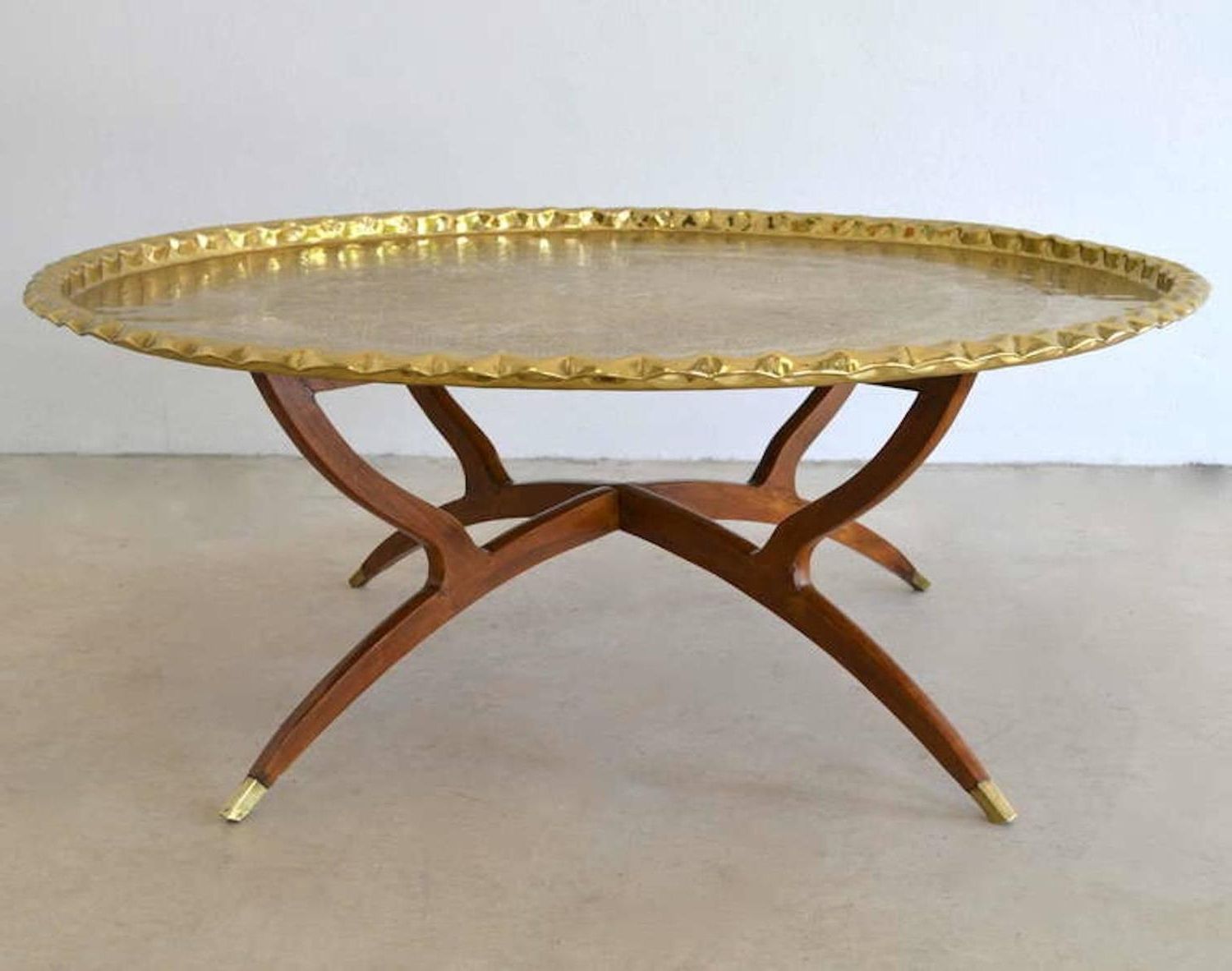 Best And Newest Antique Brass Aluminum Round Coffee Tables Intended For Mid Century Round Brass Tray Top Coffee Table For Sale At (View 2 of 20)