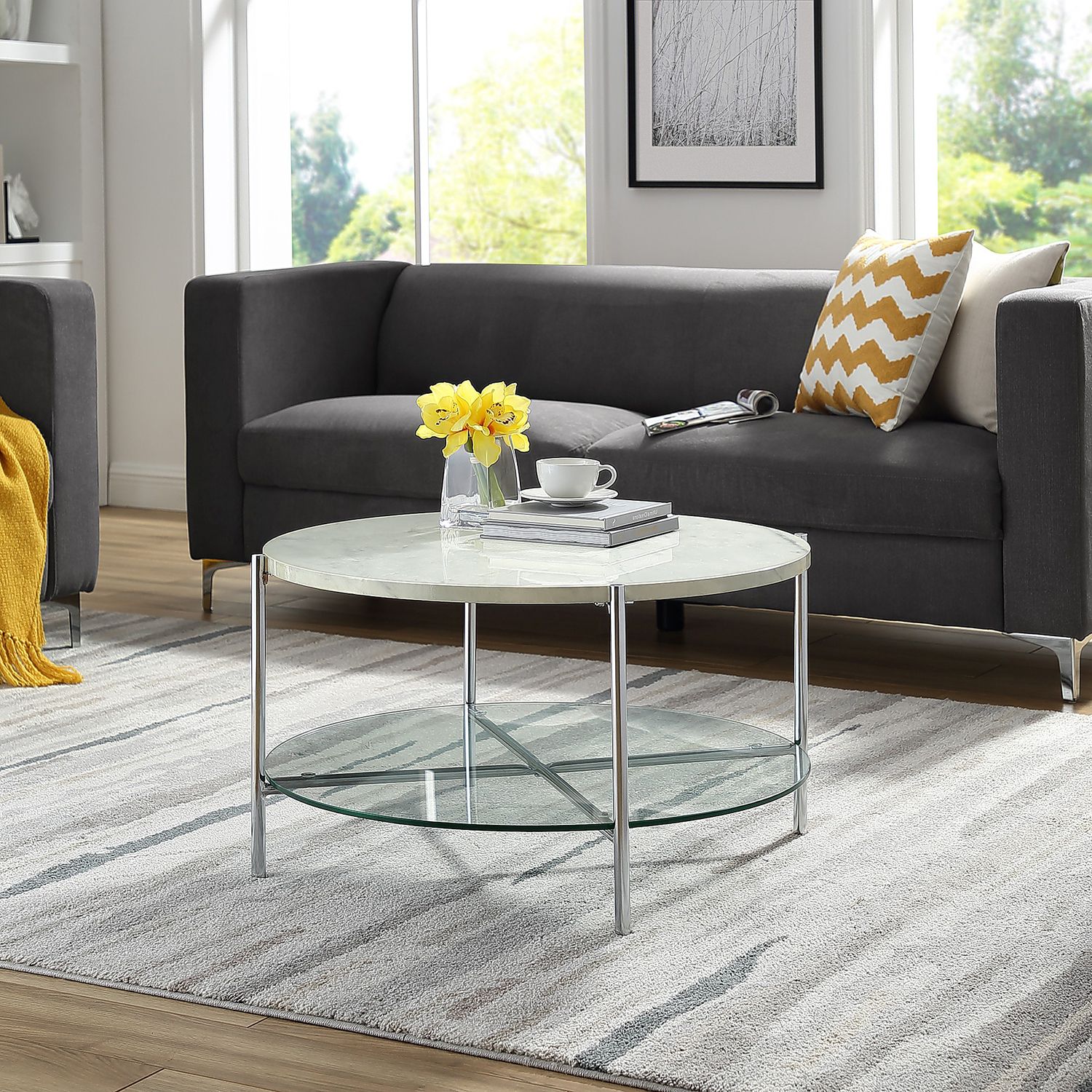 Best And Newest Faux Marble Round Coffee Table – Pier1 In Faux White Marble And Metal Coffee Tables (View 18 of 20)