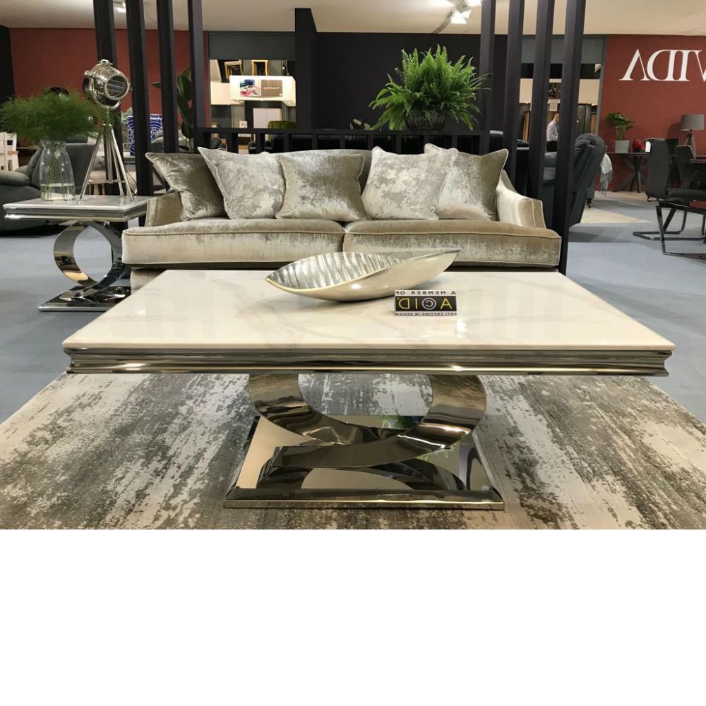 Best And Newest Vida Living Selene Bone White Marble Stainless Steel Intended For Faux White Marble And Metal Coffee Tables (View 11 of 20)