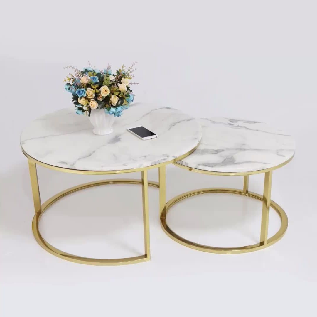 Best And Newest White Marble Top Center Table Gold Stainless Steel Coffee Regarding White Marble Coffee Tables (View 4 of 20)