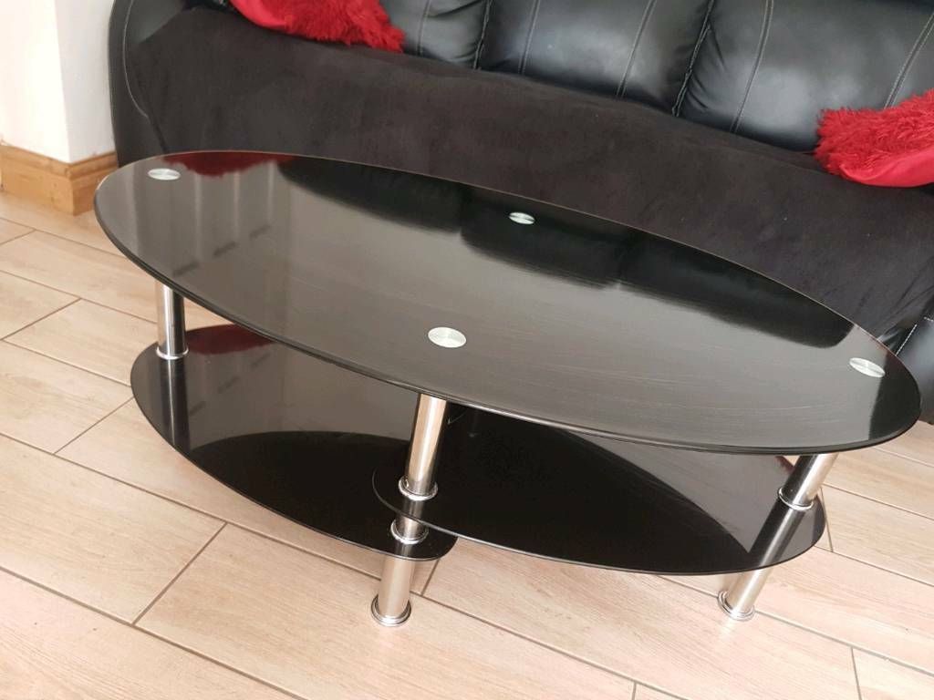 Black Glass & Chrome Coffee Table Side Very Good Condition In Most Popular Chrome Coffee Tables (View 15 of 20)