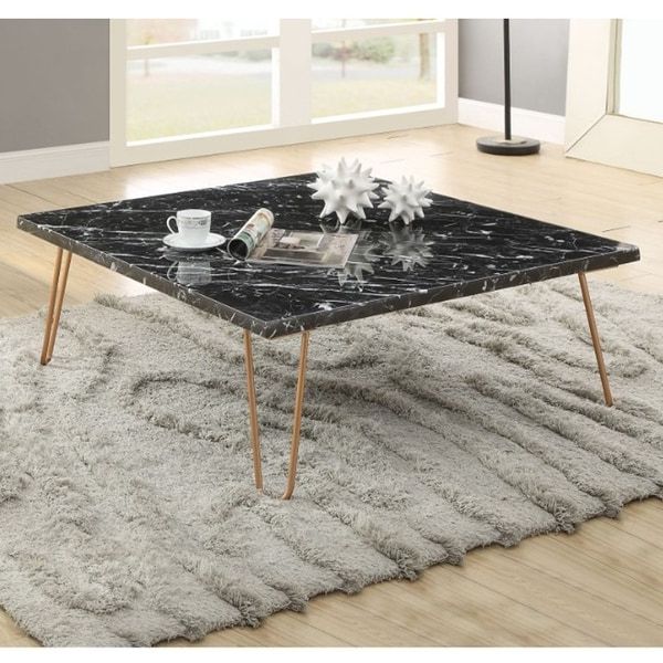 Black Marble Top Coffee Table With Metal Hairpin Style With Regard To Well Liked Black Metal And Marble Coffee Tables (View 13 of 20)