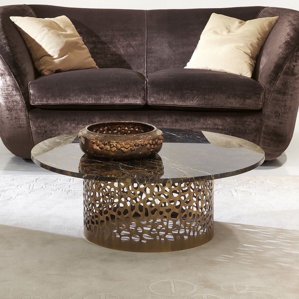 Black Metal And Marble Coffee Tables For Latest Italian Laser Cut Bronzed Metal Round Marble Coffee Table (View 15 of 20)
