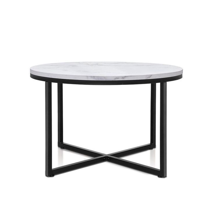 Black Metal And Marble Coffee Tables Inside Well Known Coffee Table Marble Effect Side Tables Bedside Round Black (View 3 of 20)