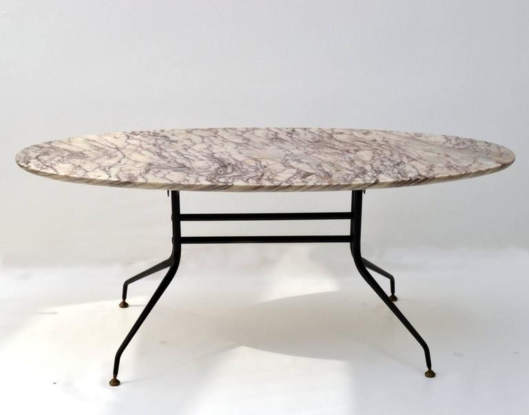 Black Metal And Marble Coffee Tables With Favorite 1950s Italian Oval Marble Coffee Table On Black Metal (View 19 of 20)