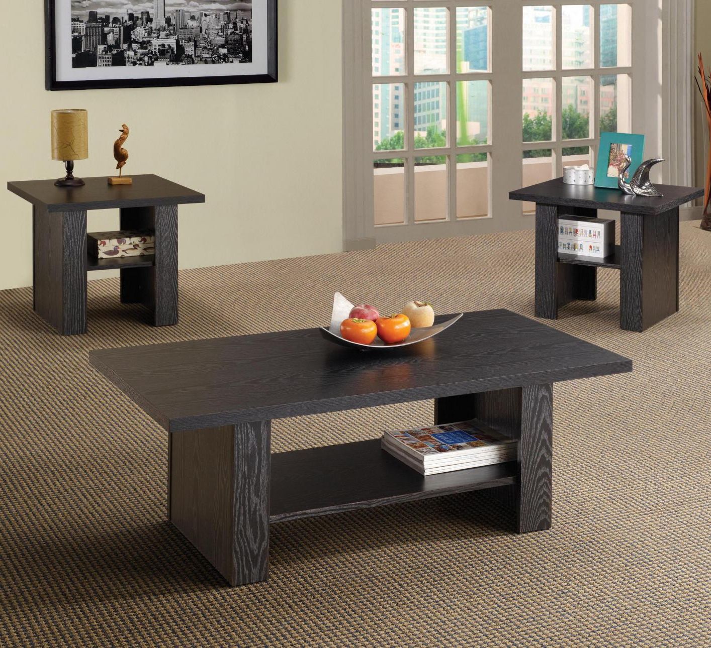 Black Wood Coffee Table Set – Steal A Sofa Furniture With Regard To Widely Used Swan Black Coffee Tables (View 14 of 20)