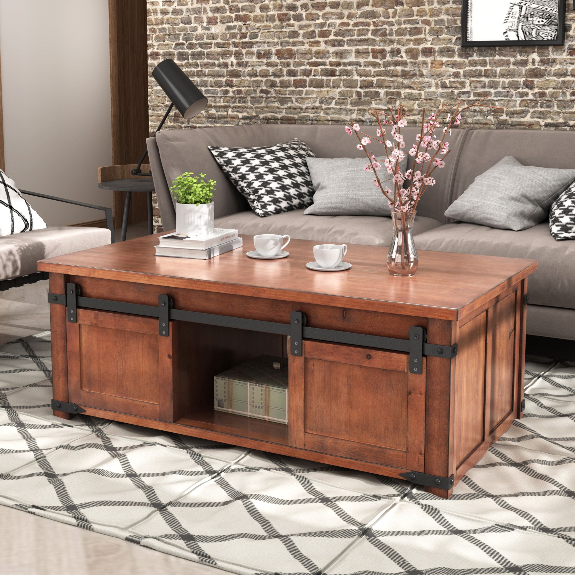 Black Wood Storage Coffee Tables For Well Known Farmhouse Coffee Table, Coffee Table With Storage Shelf (View 6 of 20)