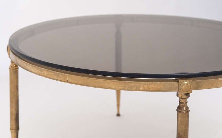 Brass Smoked Glass Cocktail Tables Intended For Best And Newest French Vintage Smoked Glass And Brass Coffee Table At 1stdibs (View 8 of 20)