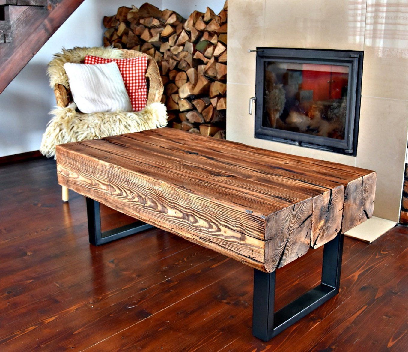 Brown Wood And Steel Plate Coffee Tables Pertaining To Famous Handmade Reclaimed Wood & Steel Coffee Table Vintage (View 2 of 20)