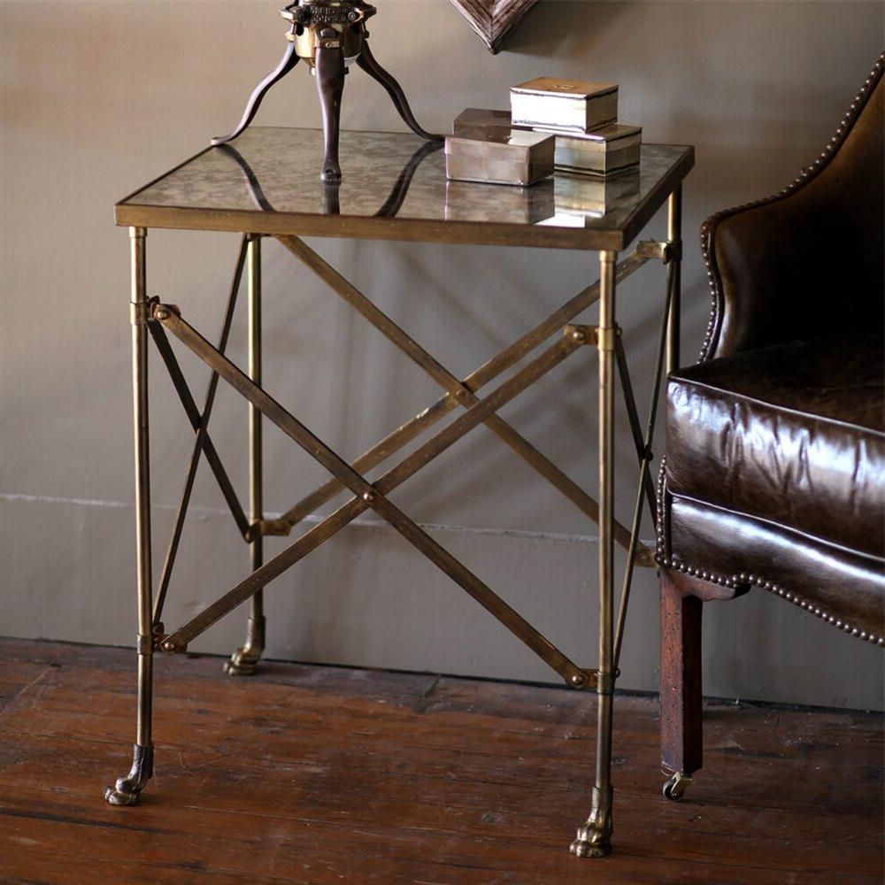 Cassandra Modern Classic Antique Mirror Top Gold Metal Intended For Fashionable Gold And Mirror Modern Cube End Tables (View 1 of 20)