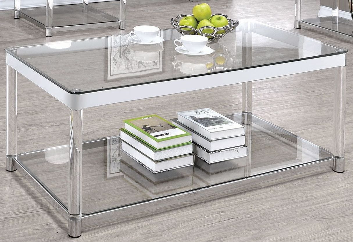 Chrome And Clear Acrylic Rectangular Coffee Table From Inside Trendy Chrome And Glass Rectangular Coffee Tables (View 15 of 20)