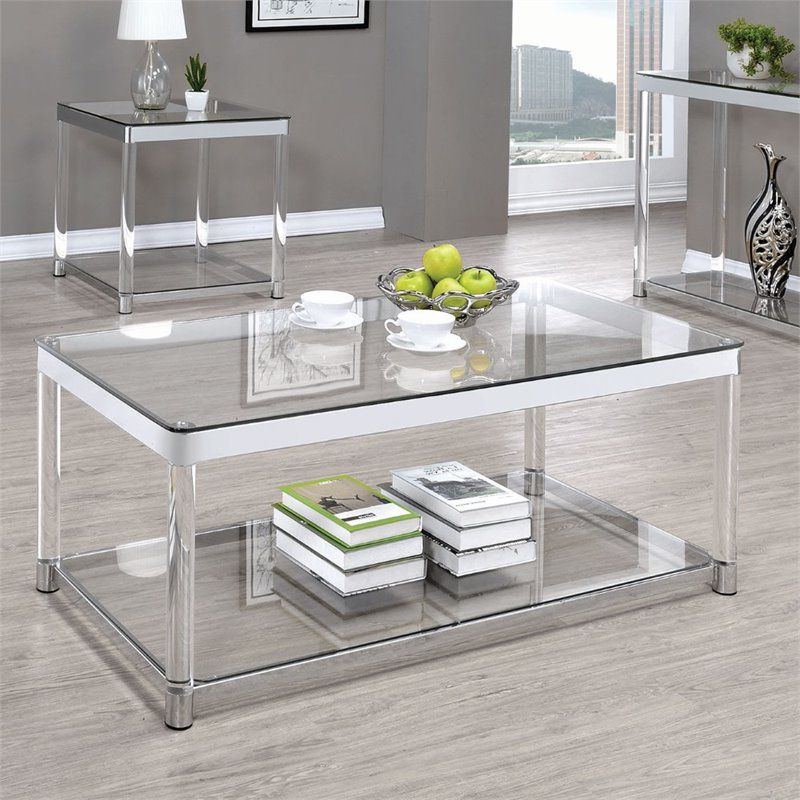 Chrome And Glass Modern Coffee Tables Pertaining To 2019 Coaster Claude Glass Top Coffee Table In Chrome And Clear (View 13 of 20)