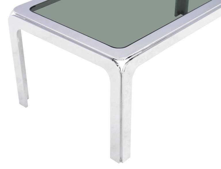 Chrome And Smoke Glass Top Rectangular Coffee Table For Intended For Well Known Chrome And Glass Rectangular Coffee Tables (View 8 of 20)