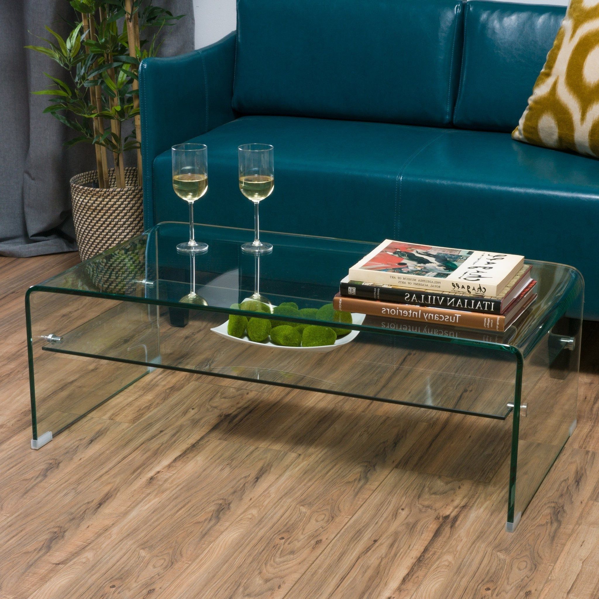 Classon Glass Rectangle Coffee Table W/ Shelf In Coffee Intended For Favorite Rectangular Glass Top Coffee Tables (View 17 of 20)