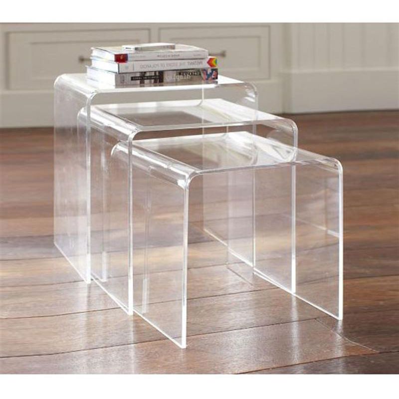 Clear Acrylic Coffee Tables Pertaining To Newest Homcom 3 Piece Stackable Nesting Acrylic End Tables (View 19 of 20)