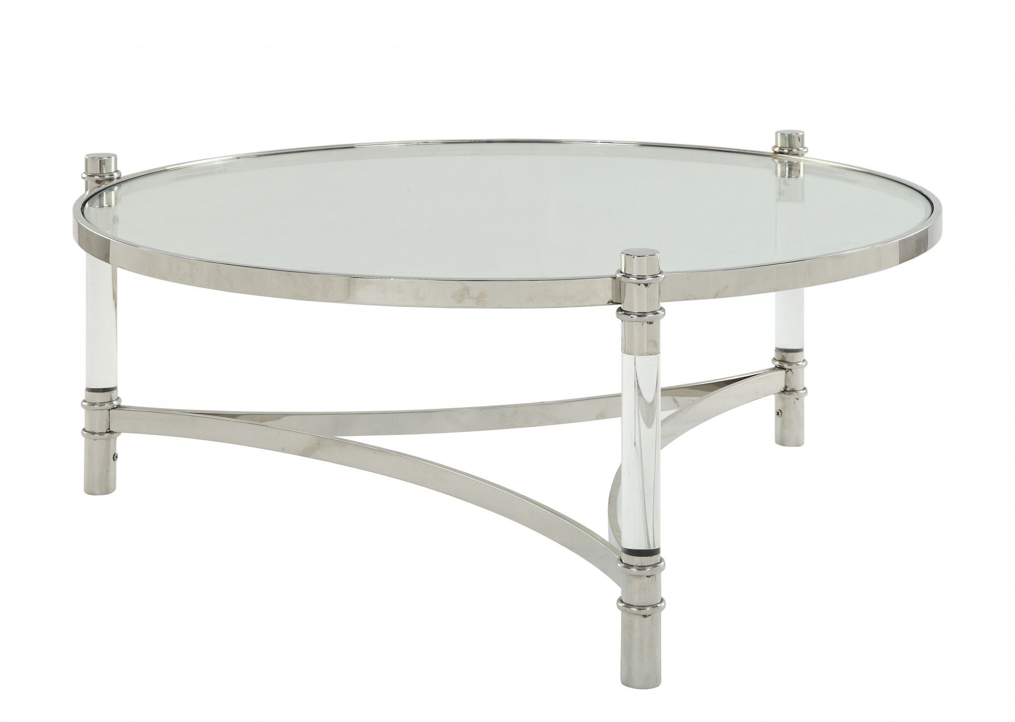 Clear Acrylic Coffee Tables Regarding Most Up To Date 41" X 41" X 17" Clear Acrylic, Stainless Steel And Clear (View 16 of 20)