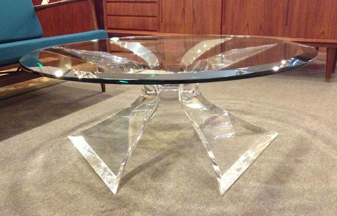 Clear Acrylic Coffee Tables Regarding Popular A Dramatic Round Coffee Tablelion In Frost, Of Florida (View 17 of 20)