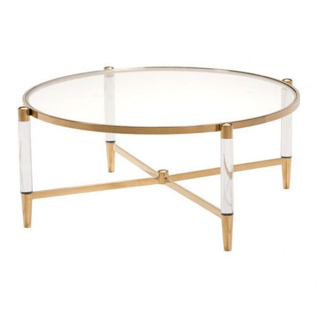 Clear Acrylic Gold Round Coffee Table (View 5 of 20)