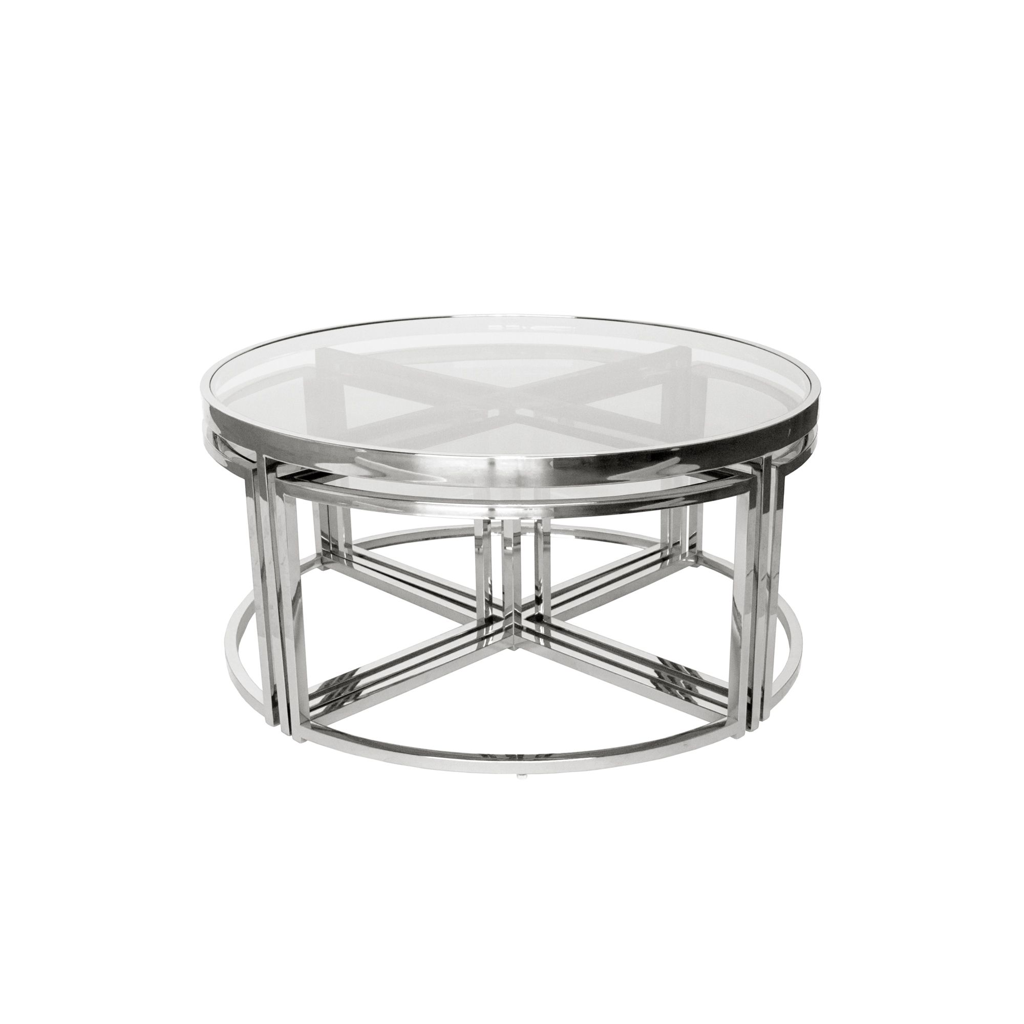 Clear Coffee Tables Pertaining To Most Recent Silver Perugia Nesting Coffee Table – Clear Glass – Darcy (View 8 of 20)