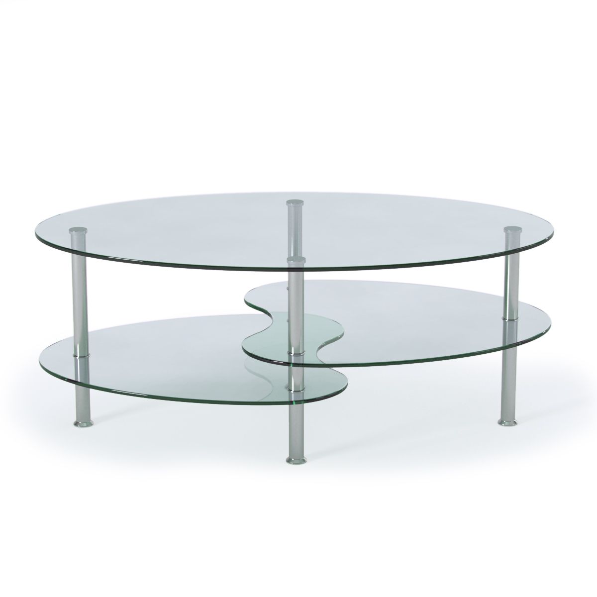 Clear Glass Top Cocktail Tables For Popular Ashley 38 Inch Oval Two Tier Clear Glass Coffee Table (View 3 of 20)