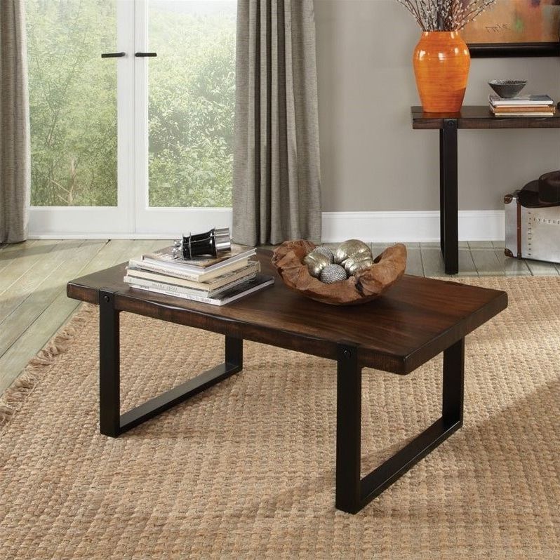 Coaster Two Tone Coffee Table In Vintage Brown And Black Intended For Most Popular Antique White Black Coffee Tables (View 15 of 20)