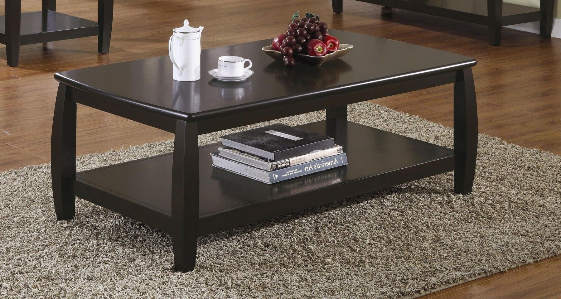 Coaster Wood Top Espresso Coffee Table With 1 Shelf Within Favorite 1 Shelf Coffee Tables (View 5 of 20)
