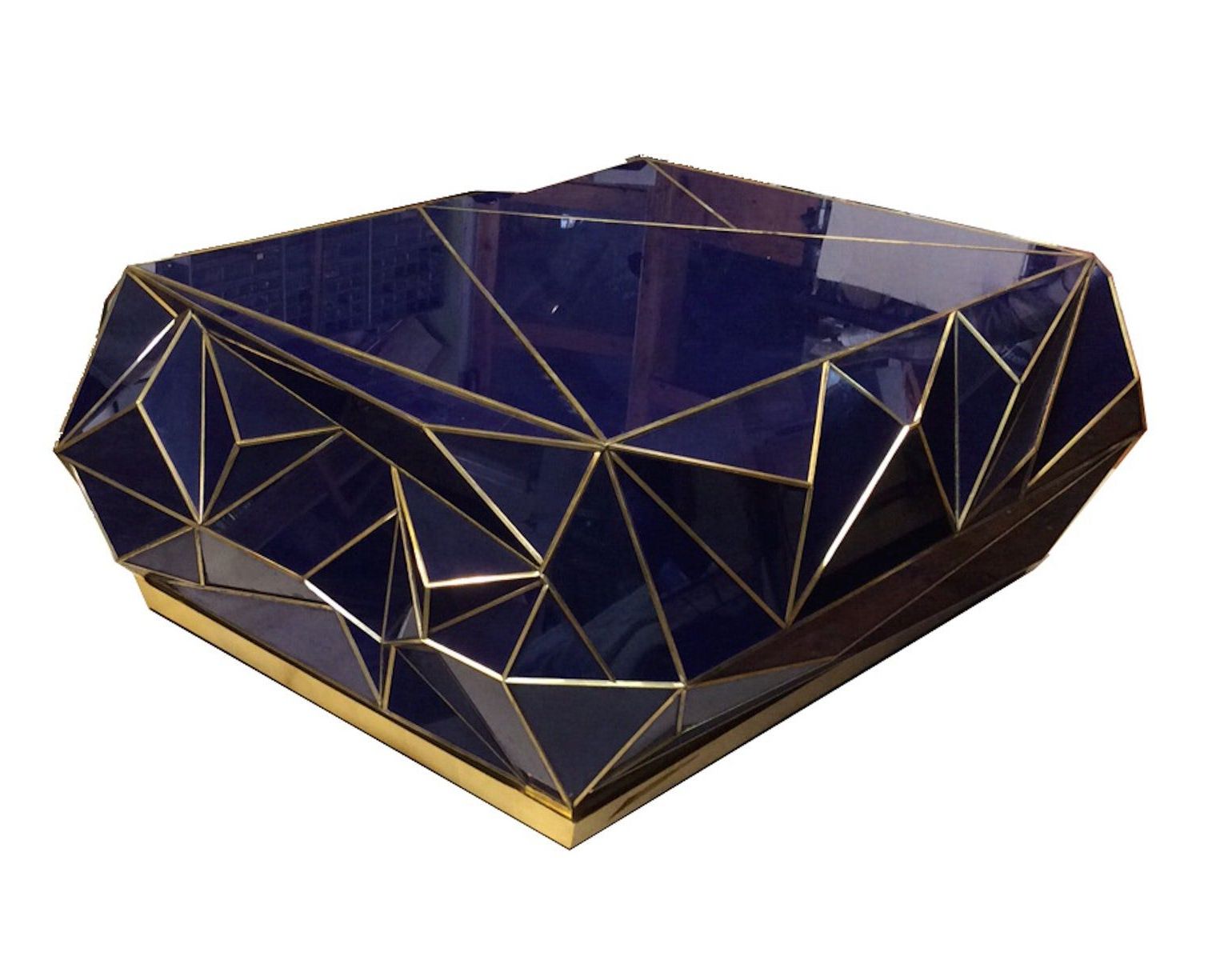 Cobalt Coffee Tables Pertaining To Famous Diamond Cobalt Glass Coffee Table – Contemporary Coffee (View 8 of 20)